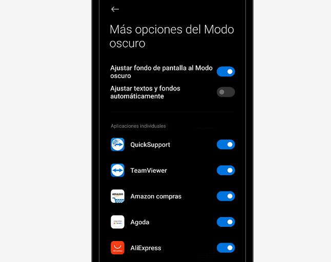 disable apps in dark mode