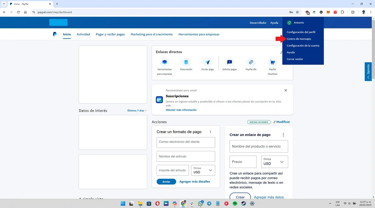 PayPal messages