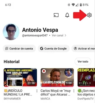 YouTube options