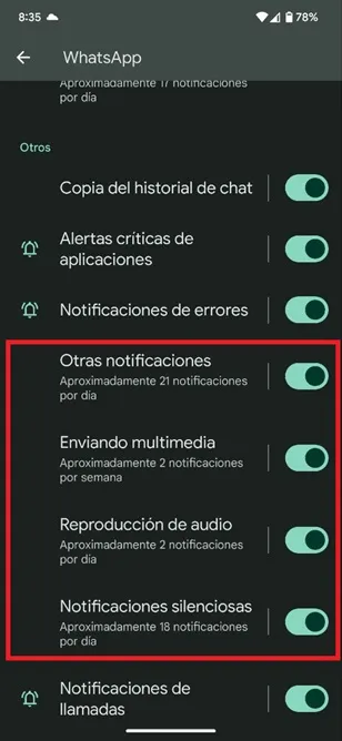 All notifications
