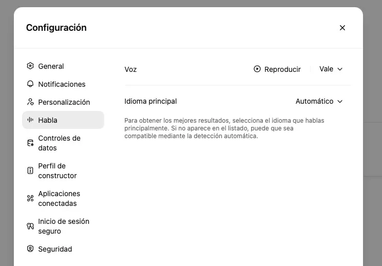 Voice menu in chatgpt