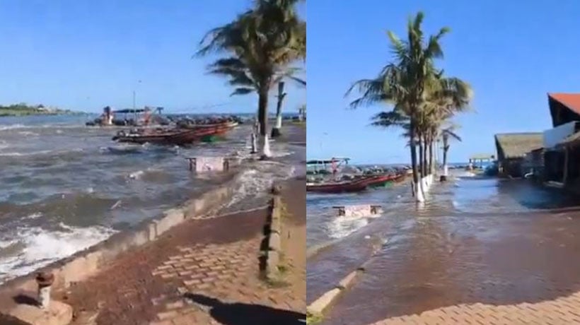The sea begins to havoc on the banks of the island.