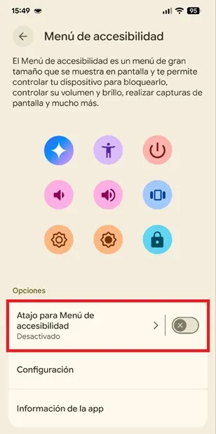 Menu shortcut