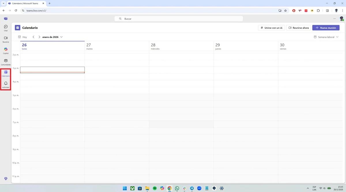 Teams calendar
