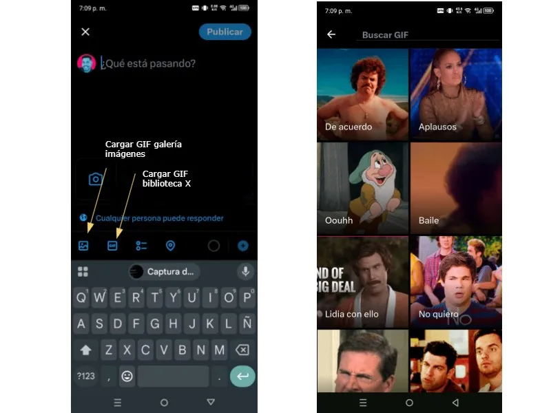 Send GIF from X library or device gallery