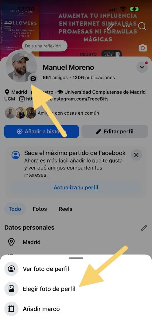 Change profile photo on Facebook 