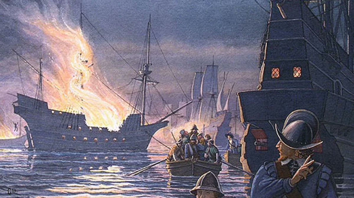 At the time she was sunk by Francis Drake.