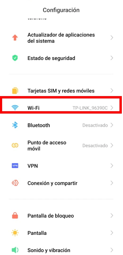 photo of wifi network on Xiaomi