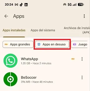 Apps that are not used