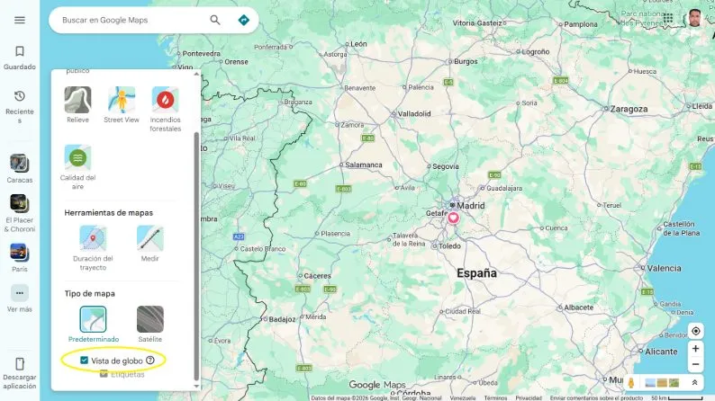 How to access globe view in Google Maps