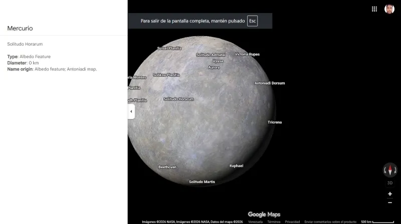 How to explore planets on Google Maps