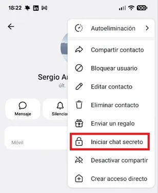 Open secret chat