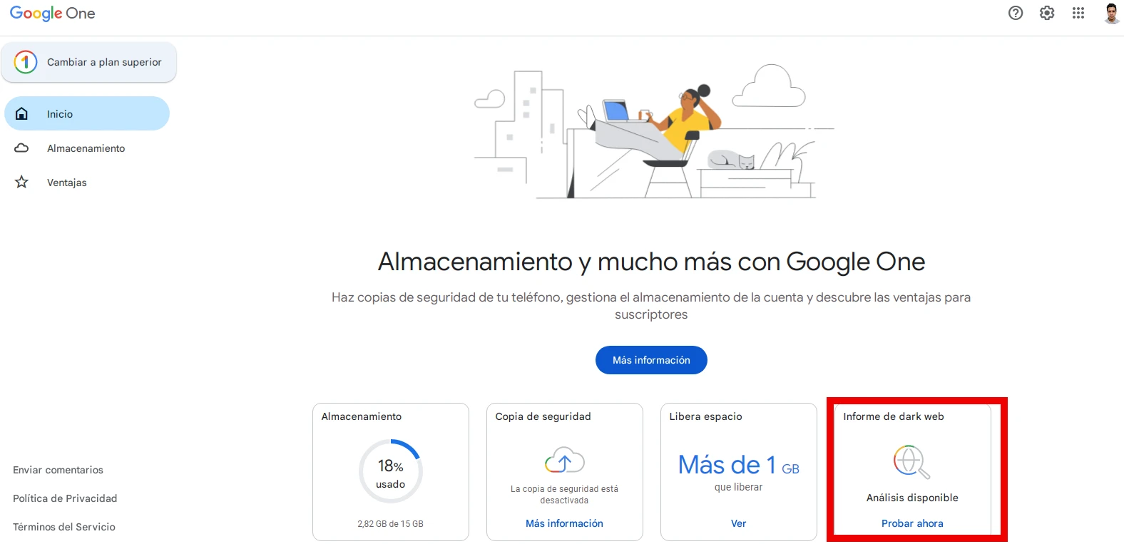 photo of the give website option on google one