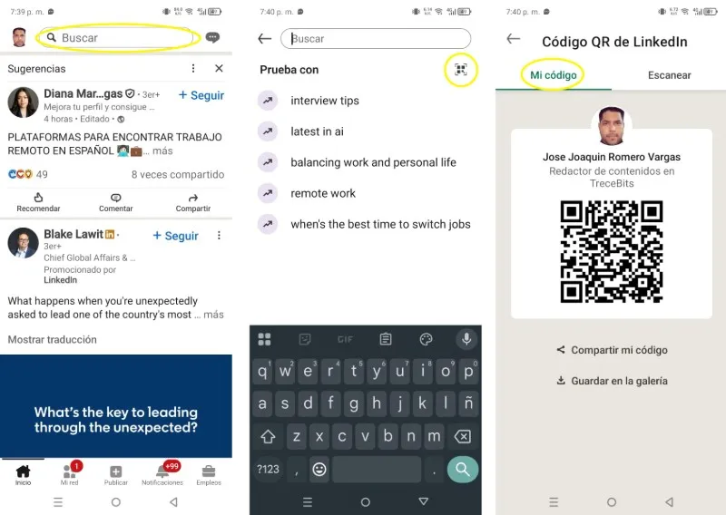 Steps to create a contact QR code on LinkedIn